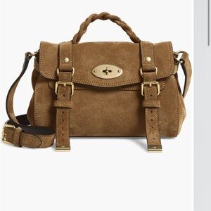 Mulberry mini Alexa Suede Crossbody Bag with Gold Accents